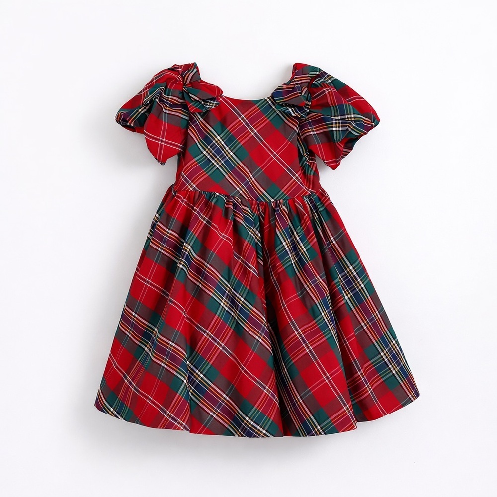 Janie and Jack Red Plaid Holiday Dress Size 4 Girls Tulle Lined Christmas Party